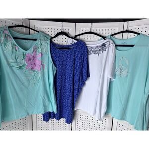 LOT/4 Coral Bay Woman Within Women's Plus 3X Tee Shirts Tank Top Summer Beachy
